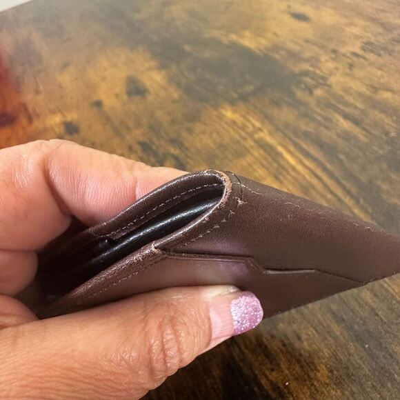 YSL Yves Saint Laurent Card Coin Holder Case Brown Leather‎ - Picture 8 of 13